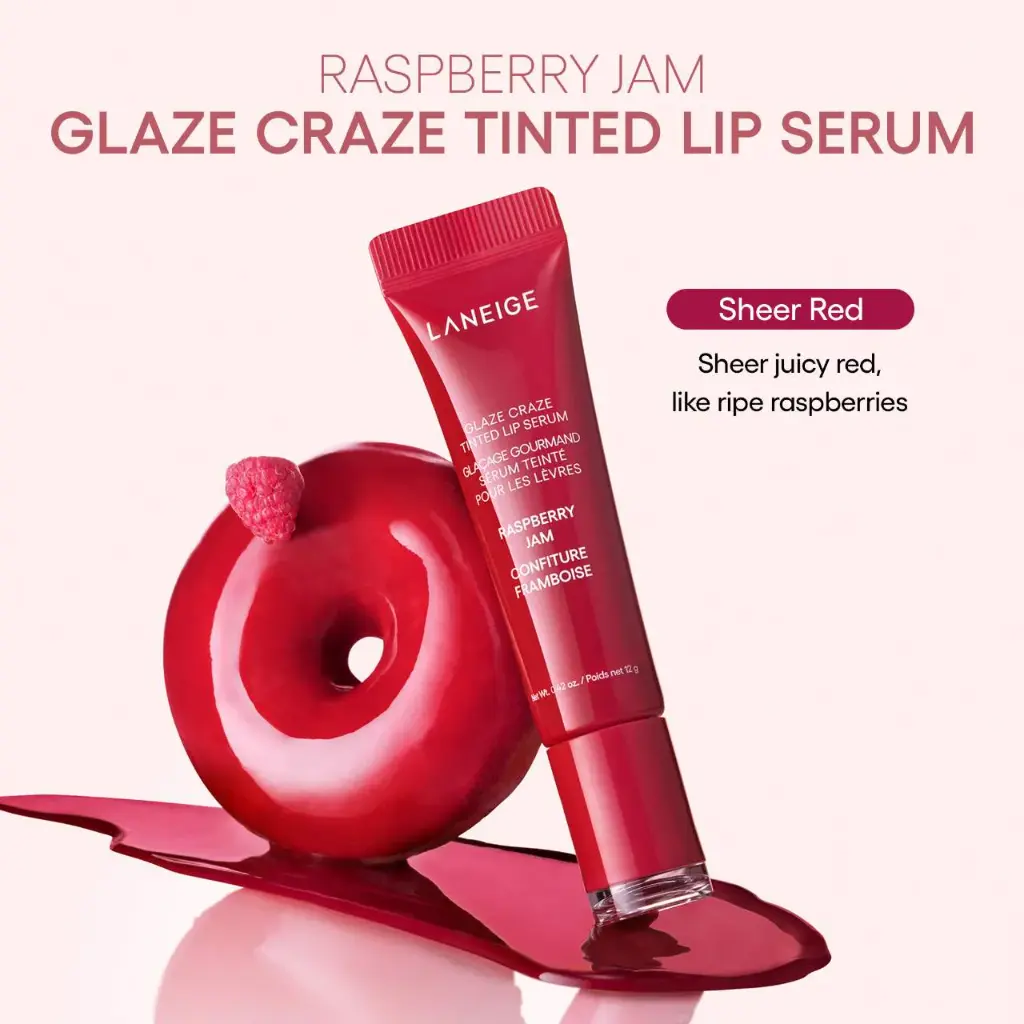 LANEIGE Glaze Craze Tinted Polypeptide Lip Serum Raspberry Jam - Sheer Red mercelbay.webp